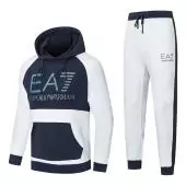 armani tracksuit hommes ea7 sport survetement big ea7 hoodie blue white